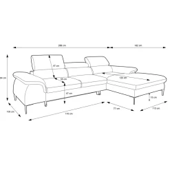 Divano letto regolabile angolare sinistra 4 posti 288x182cm tessuto grigio chiaro Loungey