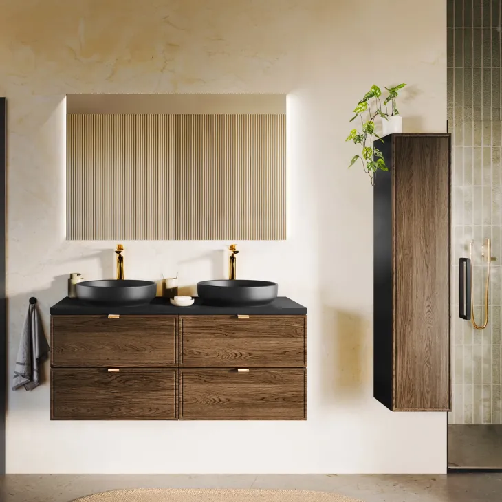 Lavabo bagno da appoggio ø40cm ceramica nero Lolli