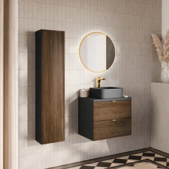Lavabo bagno da appoggio 37x37cm ceramica nero Obscur