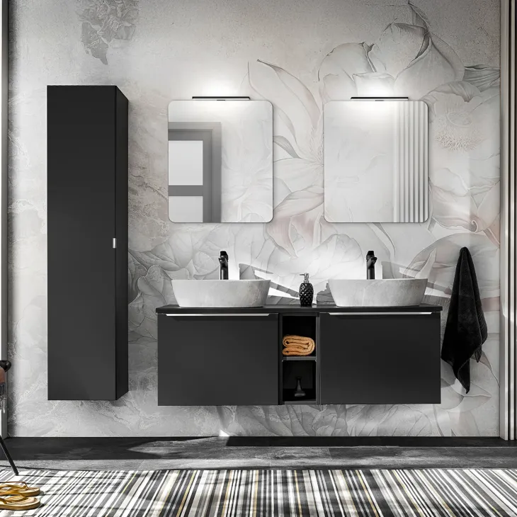 Lavabo bagno da appoggio 50x38cm grigio effetto Pietra Morel