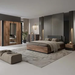 Letto alla francese contenitore 140x200cm noce nero Vulcano