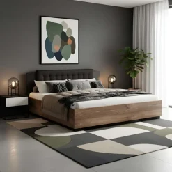 Letto alla francese contenitore 140x200cm noce nero Vulcano