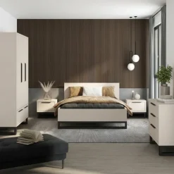 Letto alla francese 140x200cm beige cashmere Petra