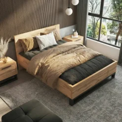 Letto alla francese 140x200cm rovere nero Petra