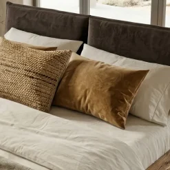 Letto alla francese 140x200cm testiera imbottita gambe in metallo legno massello rovere antracite Venalia