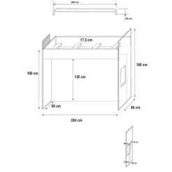 Letto a soppalco con armadio 254x120cm bianco grigio Simone Gihome®