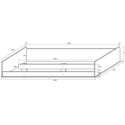 Letto a soppalco 204x120cm destra bianco pino grafite Dollie Gihome®