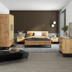 Letto contenitore matrimoniale oversize 180x200cm rovere nero Petra