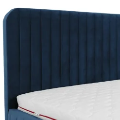 Letto contenitore matrimoniale oversize 180x200 imbottito velluto blu Poffi