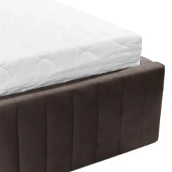 Letto contenitore matrimoniale oversize 180x200 imbottito velluto marrone Poffi