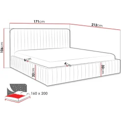 Letto contenitore matrimoniale 160x200 imbottito velluto senape Poffi