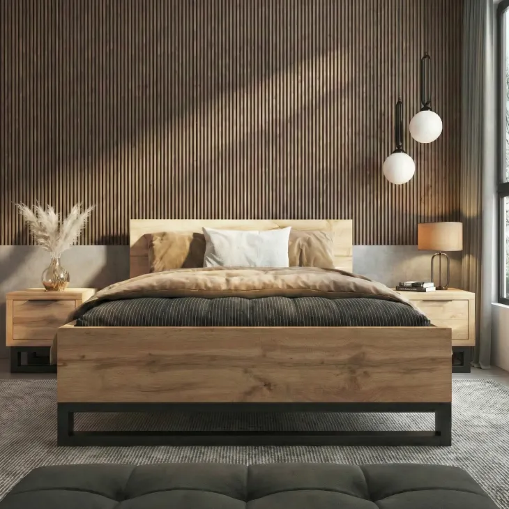 Letto matrimoniale oversize 180x200cm rovere nero Petra