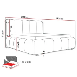 Letto matrimoniale oversize 180x200 cm con rete contenitore imbottito grigio chiaro Cometa