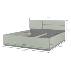 Letto matrimoniale oversize 180x200cm contenitore con rete a doghe testiera reversibile tortora Lolla