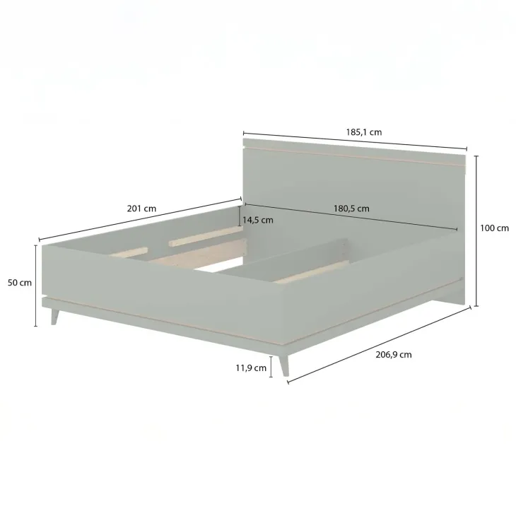 Letto matrimoniale oversize contenitore 180x200 cm con rete rovere Yu