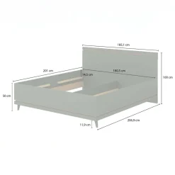 Letto matrimoniale oversize 180x200 cm moderno rovere Yu