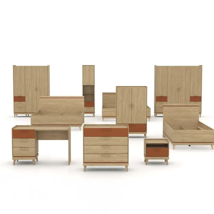 Letto matrimoniale oversize 180x200 cm moderno rovere Yu