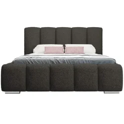 Letto matrimoniale oversize 180x200 cm con rete contenitore imbottito tessuto bouclé nero Cometa