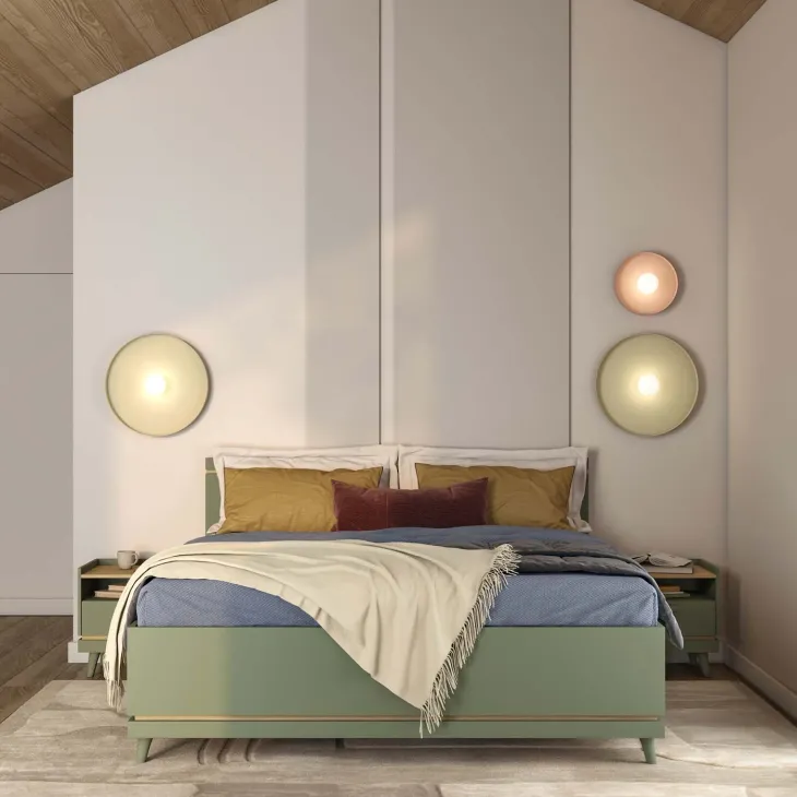 Letto matrimoniale standard contenitore 160x200 cm con rete verde salvia Yu