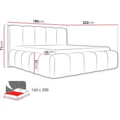 Letto matrimoniale 160x200cm con rete contenitore imbottito blu Aluna