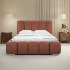 Letto matrimoniale 160x200 cm con rete contenitore imbottito rosso mattone Cometa