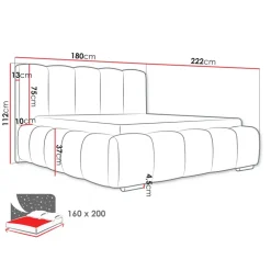 Letto matrimoniale 160x200 cm con rete contenitore imbottito grigio chiaro Cometa