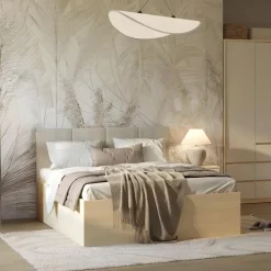 Letto matrimoniale 160x200cm moderno testiera imbottita rovere Elvira