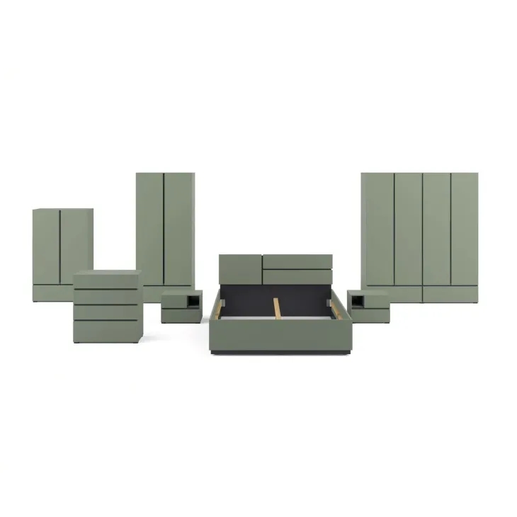 Letto matrimoniale 160x200cm testiera reversibile verde Lolla