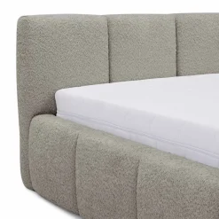 Letto oversize 180x200cm con rete contenitore imbottito tessuto bouclé grigio Aluna