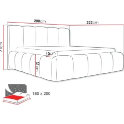 Letto oversize 180x200cm con rete contenitore imbottito blu Aluna