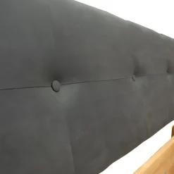 Letto oversize 180x200cm testiera imbottita piedi in metallo legno massello rovere antracite Cortelia