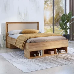 Letto 140x200cm alla francese 3 vani a giorno rovere tortora Lise