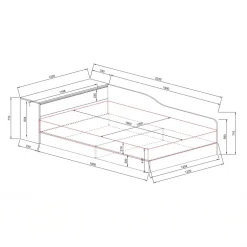 Letto 120x190cm contenitore una piazza e mezza con comò rovere rustico Joel