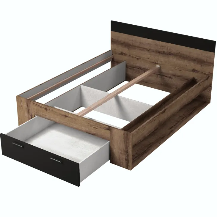 Letto 160x200cm matrimoniale contenitore rovere nero opaco Lisbona Gihome®