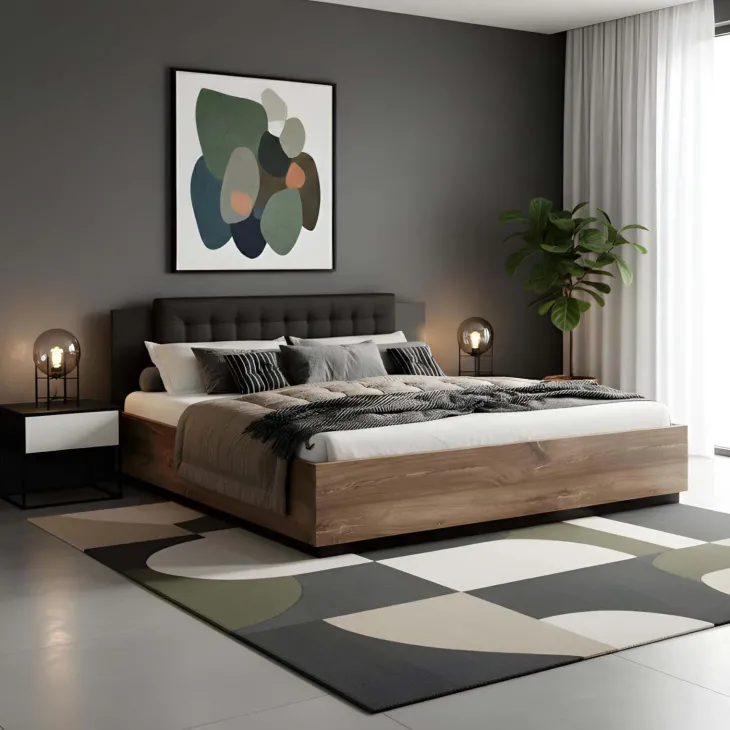 Letto 160x200cm matrimoniale noce nero Vulcano