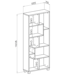Libreria da parete 274x161h cm moderna soggiorno bianco frassinato Eliza
