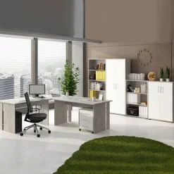 Libreria ufficio moderna 79x118h cm cemento Woody