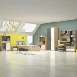 Libreria 80x120h cm con cassetto cameretta rovere antracite Chiaretto