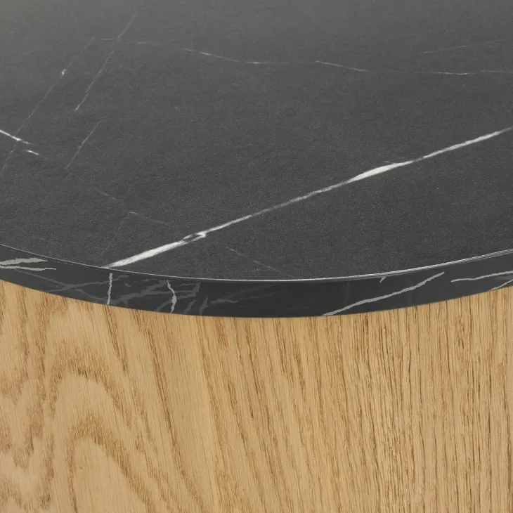 Madia moderna 139x75h cm 2 ante rovere effetto marmo nero Roundi