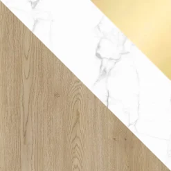 Madia moderna 139x75h cm 2 ante rovere effetto marmo bianco Roundi