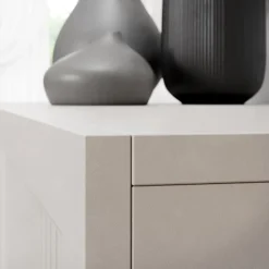 Madia moderna 150x92h cm cannettato 2 ante 4 cassetti beige cashmere Rolly
