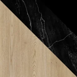 Madia moderna 184x75h cm 2 vani rovere effetto marmo nero Roundi
