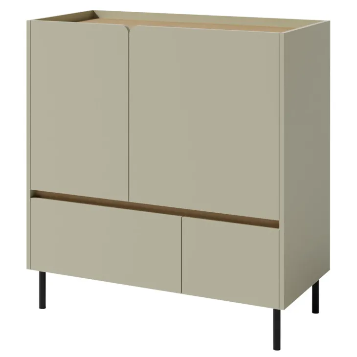 Madia soggiorno 95x105h cm 2 ante 2 cassetti verde rovere chiaro Linfa