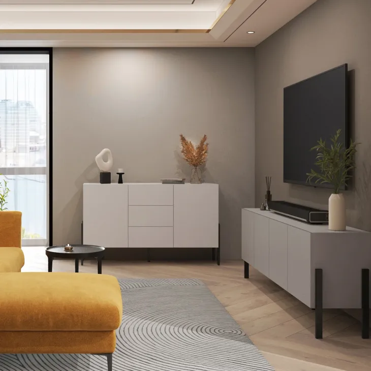 Madia 180x90h cm 2 ante 3 cassetti moderna beige cashmere Simple