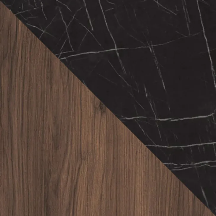 Madia 160x78h cm 2 ante 3 cassetti piano effetto marmo nero noce Caliva