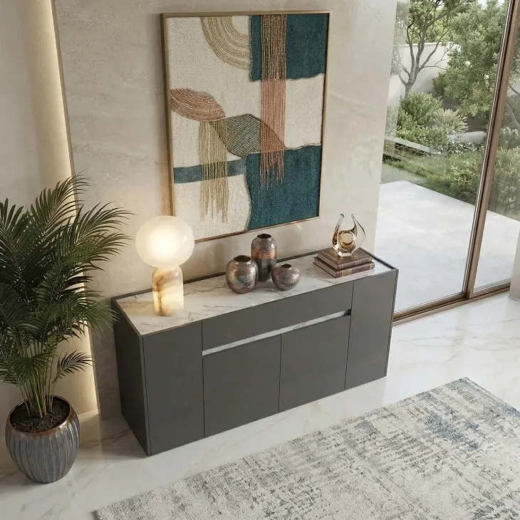 Madia 170x85h cm moderna design antracite marmo Gib
