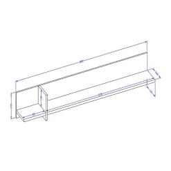 Mensola a muro 180x23h cm moderna bianco Lolla