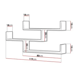 Mensola 119x55h cm pensile a muro 3 ripiani effetto marmo grigio Concetta