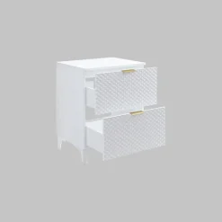Mobile bagno a terra 61cm 2 cassetti bianco frontali decorati Konny