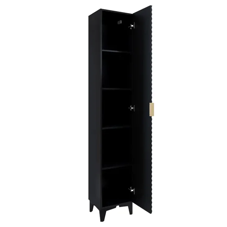 Mobile bagno a terra 61cm con colonna nero frontali decorati Konny
